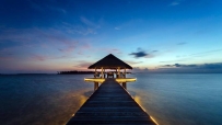 马尔代夫,美丽小岛,日落风景,4K壁纸 3840x2160
