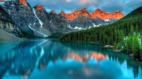 艾伯塔省,班夫,美丽,蓝色,云,森林,湖,4K风景壁纸 4226x2847